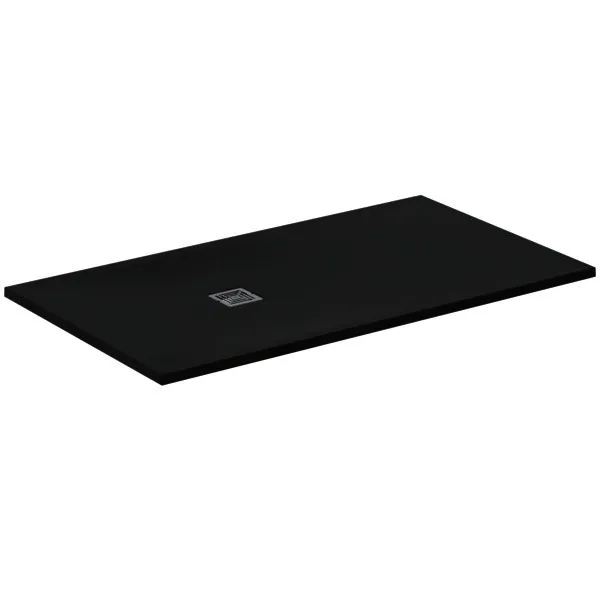 Ideal Standard Rechteck-Brausewanne Ultra Flat S + 1600x900mm Abl.55cm Mitte/Seite Schiefer