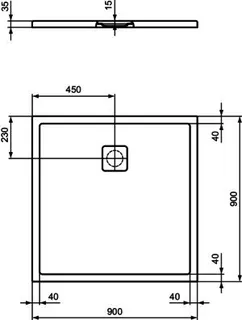 Ideal Standard Quadrat-Brausewanne Ultra Flat Evo 900x900x35mm Seidenweiß – Bild 5