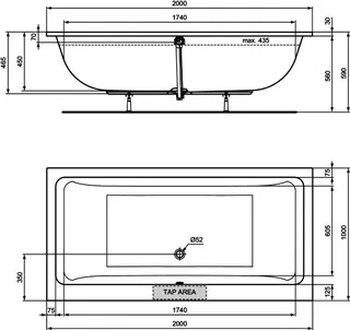 Ideal Standard Duo-Badewanne La Dolce Vita 2000x1000 mm Weiß – Bild 3