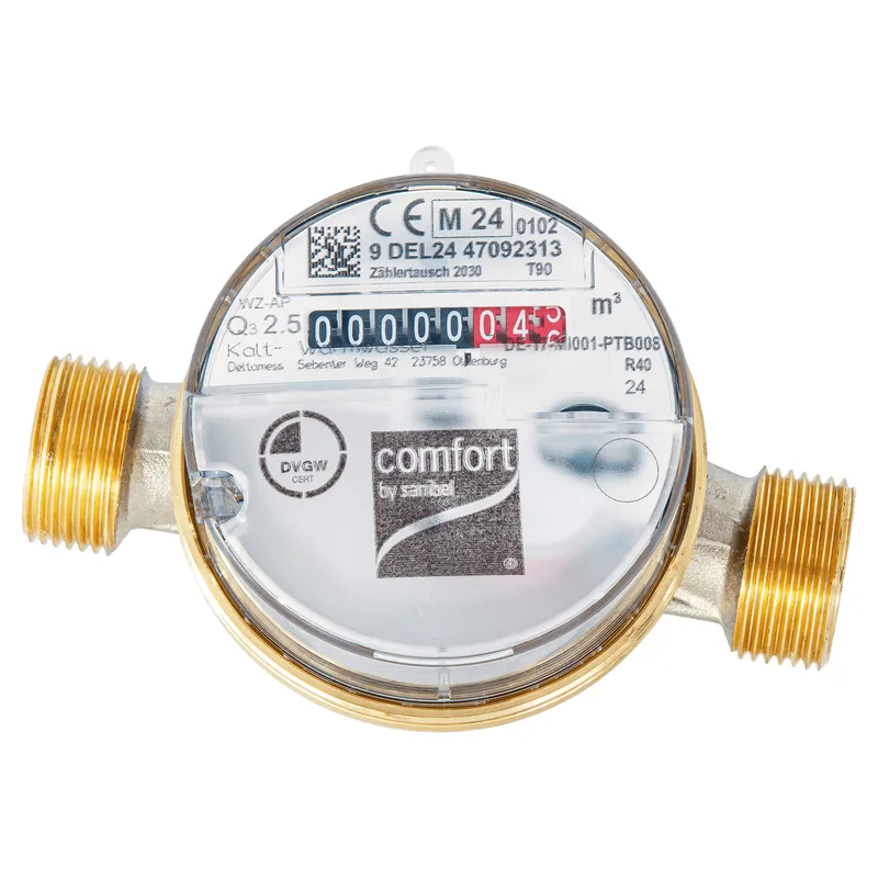 comfort-Wohnungswasserzähler AP T90 kalt warm G3/4 AG x 110mm Q3 2,5 smart M