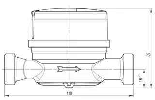 comfort-Zapfhahnzähler AP T90 kaltwarm G3/4 AG x 110mm Q3 2,5 smart M – Bild 2