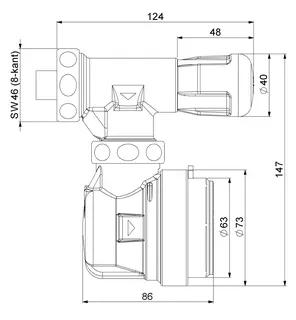 comfort-Ventilzählereckgehäuse TK-Kapsel T90 kaltwarm Q3 2,5 smart M Keramikvent – Bild 2
