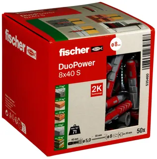 Dübel DuoPower 8x40 S mit Schraube Paket mit 50 Stück