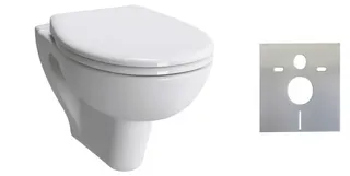 sanibel 3001-QuickSet Wand-Tiefspülkl. rund WC-Sitz und Schallschutzset weiß
