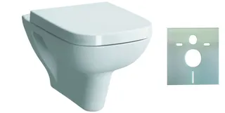 sanibel 3001-QuickSet Wand-Flachspülkl. eckig m WC-Sitz und Schallschutzset weiß