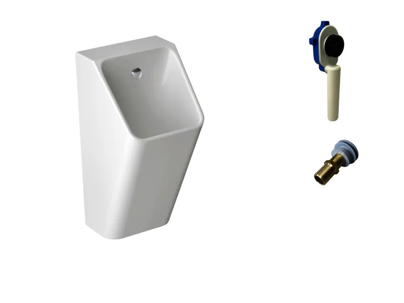 sanibel 3001-QuickSet Urinal spülrandlos eckig Zulauf verd Anschlussm Befest weiß