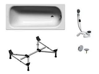 sanibel 1001-QuickSet Stahl-Badewanne 1600x700mm Wannenfuß MULTIPLEX weiß