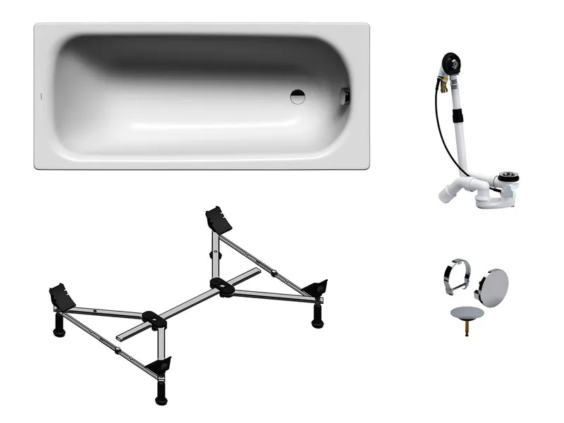 sanibel 1001-QuickSet Stahl-Badewanne 1600x700mm Wannenfuß MULTIPLEX-TRIO weiß