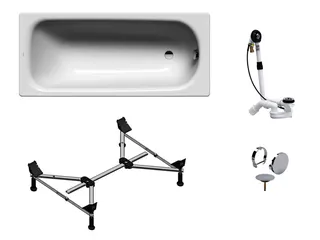 sanibel 1001-QuickSet Stahl-Badewanne 1600x700mm Wannenfuß MULTIPLEX-TRIO weiß