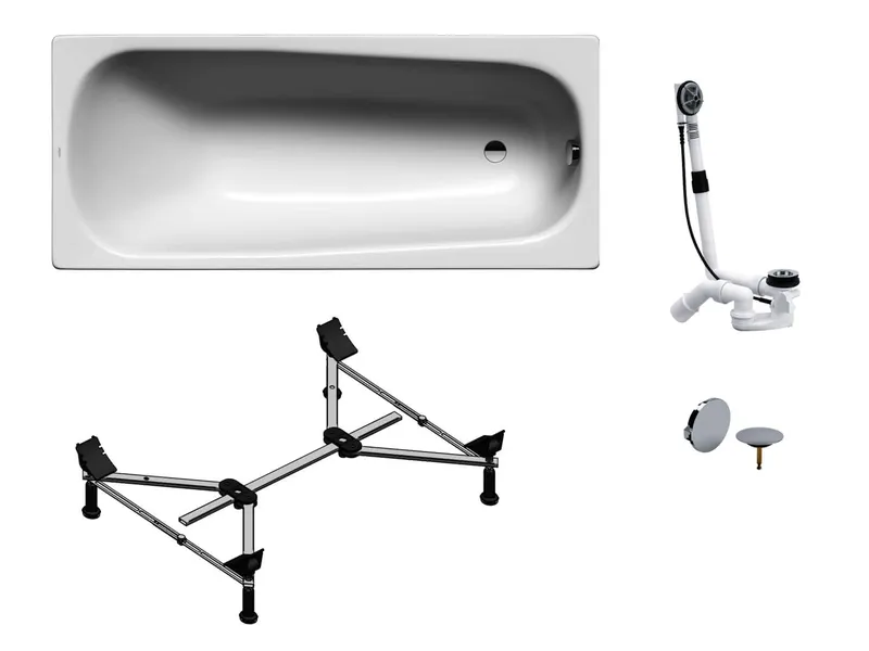 sanibel 1001-QuickSet Stahl-Badewanne 1700x750mm Wannenfuß MULTIPLEX weiß