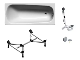 sanibel 1001-QuickSet Stahl-Badewanne 1700x750mm Wannenfuß MULTIPLEX weiß