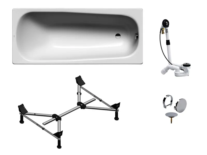 sanibel 1001-QuickSet Stahl-Badewanne 1700x750mm Wannenfuß MULTIPLEX-TRIO weiß
