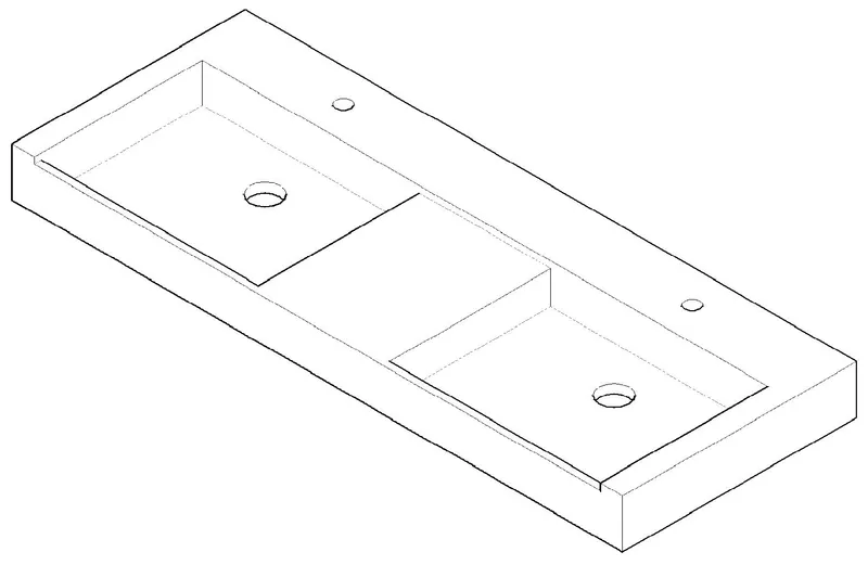 HB Waschtisch Komfort Modern 2 MW140BDBGX 110x1400x535mm
