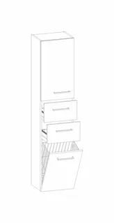 HB Hochschrank Beimöbel + Extras HS040JAK1S 1750x400x400mm