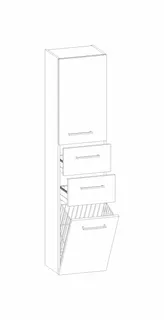 HB Hochschrank Beimöbel + Extras HS040JAL1S 1750x400x400mm