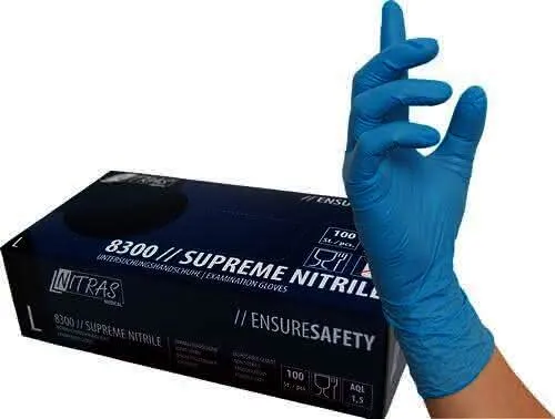 Einweghandschuh SUPREME NITRILE Gr.S bla u Nitril EN374 PSA III 100 St.NITRAS
