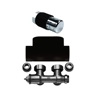 Ventilhahnblock-Kombiset Eckform RAL9005 MT (schwarz soft)