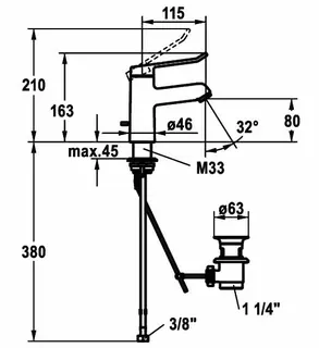 KWC Hebelmischer VITA 2.0 Ausl. fest A115, mit Ablaufv., ganzchrom – Bild 2