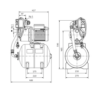 Wilo Hochdruck-Kreiselpumpe Jet HWJ 20 L 204,G 1/Rp 1,1.1kW, IE2 – Bild 2