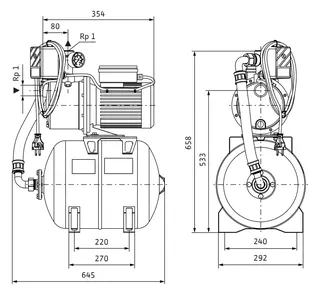 Mehrstufige Wilo Hochdruck-Kreiselpumpe Jet HWJ 50 L 202,G 1/Rp 1,0.65kW, IE2 – Bild 2