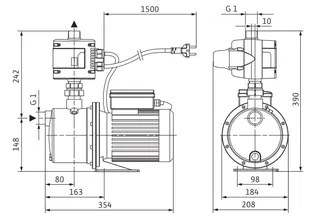 Wilo Hochdruck-Kreiselpumpe Jet FWJ 203,G1,750W, IE2 – Bild 2