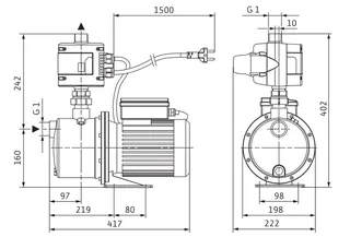 Wilo Hochdruck-Kreiselpumpe Jet FWJ 204,G1,1000W, IE2 – Bild 2