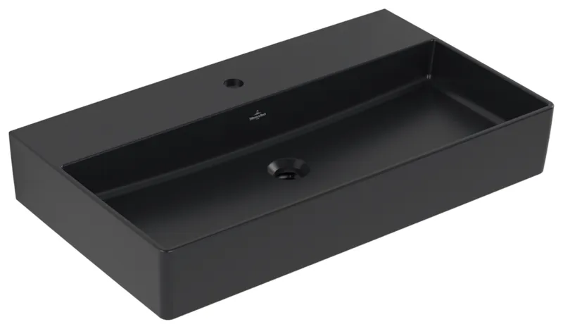 Villeroy & Boch Waschtisch Memento 2.0 800x470mm re-eckig 1HL. o ÜL Unterseite geschl Pure Blackc+