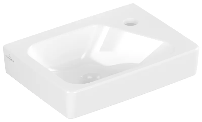 Villeroy & Boch Handwaschbecken Architectura 355x260 mm re-eckig BP links 1HL. m. ÜL. Weiß Alpin