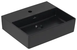 Villeroy & Boch Waschbecken Memento 2.0 500x420mm re-eckig 1HL. o. ÜL. Pure Black cplus