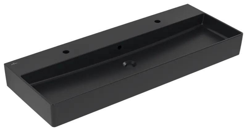 Villeroy & Boch Waschbecken Memento 2.0 1200x470mm re-eckig 2HL. m. ÜL. Pure Black cplus