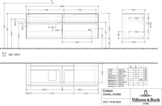 Villeroy & Boch WTUS Collaro C02900 1600x548x500mm 4 Ausz. Waschtisch links Cashmere Grey – Bild 2
