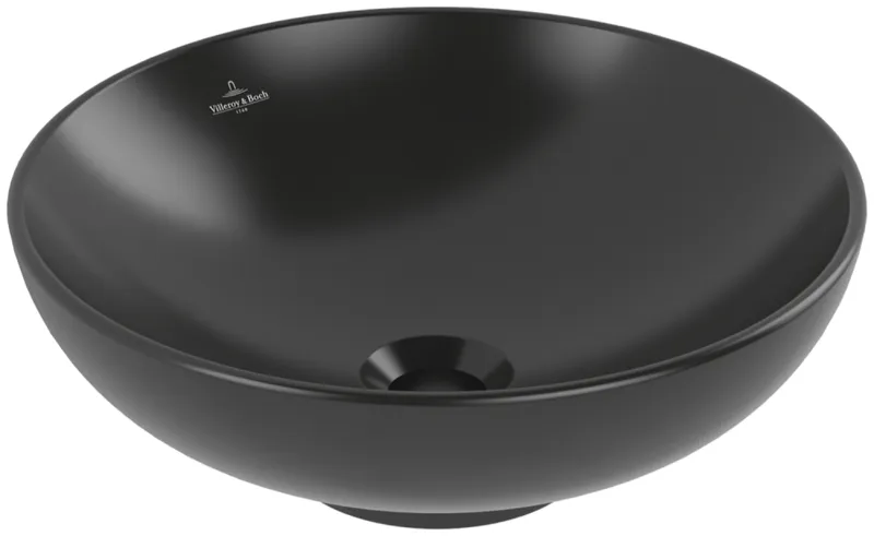 Villeroy & Boch Aufsatzwaschbecken Loop&Friends 420x 420mm Rund m. ÜL. Pure Black CeramicPlus