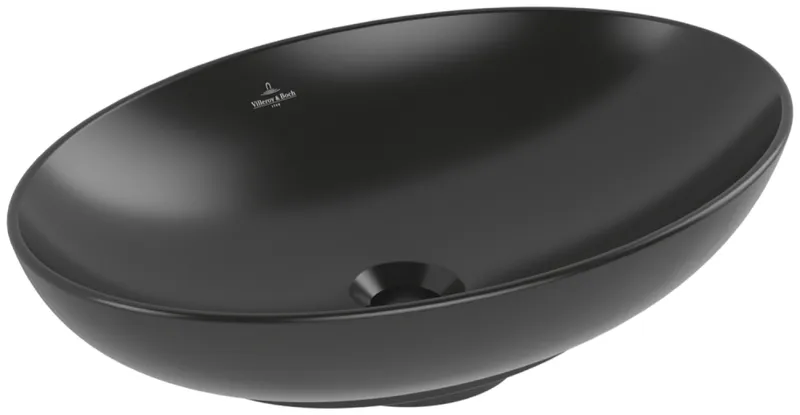 Villeroy & Boch Aufsatzwaschbecken Loop&Friends 560x 380mm Oval m. ÜL. Pure Black CeramicPlus