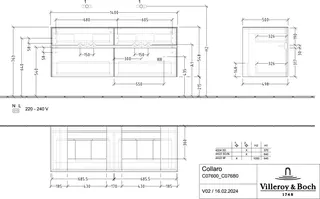 Villeroy & Boch WTUS Collaro C07600 1400x548x500mm 4 Ausz. für 2 Waschtisch Graphite – Bild 2