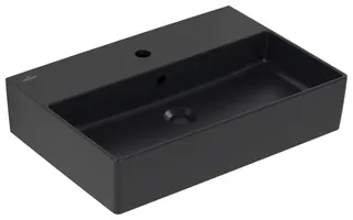 Villeroy & Boch Waschtisch Memento 2.0 600x420mm re-eckig 1HL. m ÜL Unterseite geschl Pure Blackc+