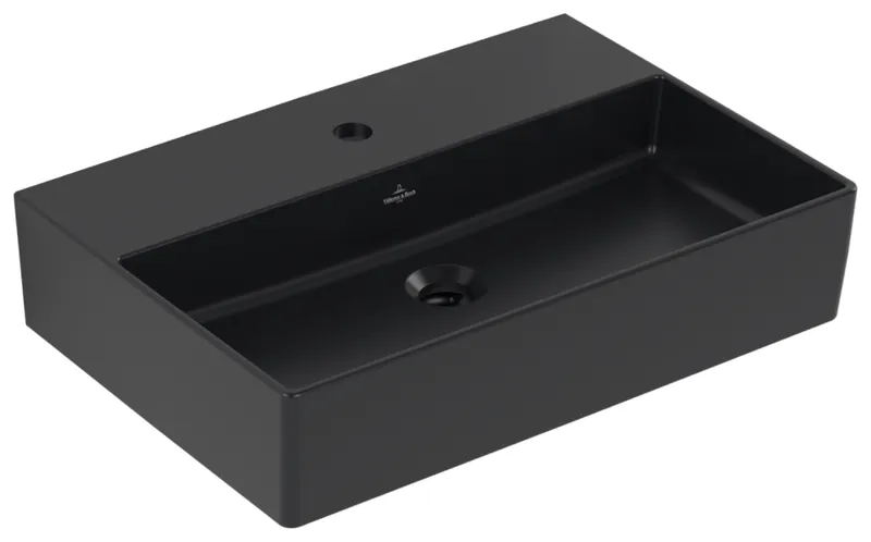 Villeroy & Boch Waschtisch Memento 2.0 600x420mm re-eckig 1HL. o ÜL Unterseite geschl Pure Blackc+