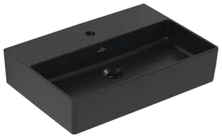 Villeroy & Boch Waschtisch Memento 2.0 600x420mm re-eckig 1HL. o ÜL Unterseite geschl Pure Blackc+
