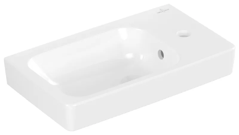 Villeroy & Boch Handwaschbecken Architectura 480x275 mm re-eckig BP links 1HL. m. ÜL. Weiß Alpin