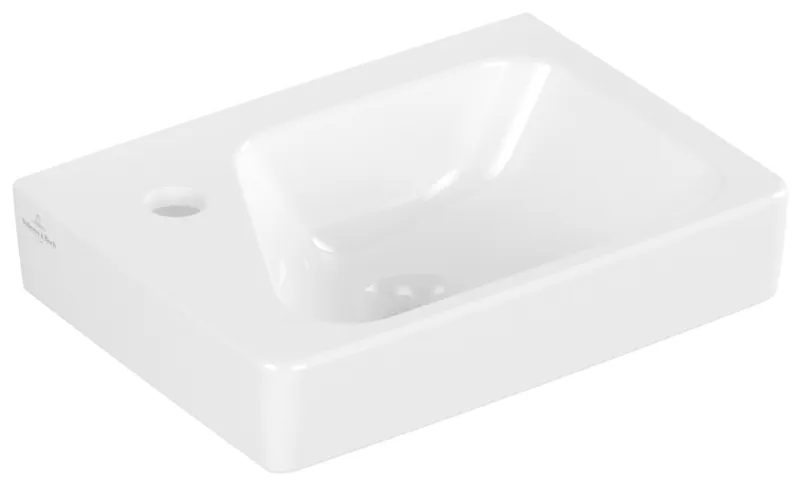 Villeroy & Boch Handwaschbecken Architectura 360x260 mm re-eckig BP rechts 1HL. m. ÜL. Weiß Alpin