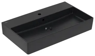 Villeroy & Boch Waschtisch Memento 2.0 800x470mm re-eckig 1HL. m ÜL Unterseite geschl Pure Blackc+