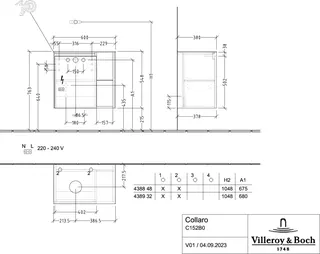 Villeroy & Boch WTUS Collaro 600x548x380mm m. Bel. 1trg. A:li Waschtisch links Wine Red – Bild 3