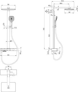 Villeroy & Boch Duschsystem Infinity Showers 413x1055x561mm wandm Matt Black – Bild 3