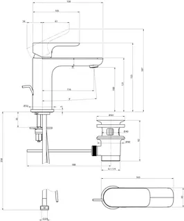 Villeroy & Boch Einhebel-Waschtisch-Arm. O.novo 104003000 50x155x150mm m Ablaufgarnitur Chrom – Bild 3