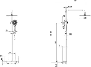 Villeroy & Boch Duschsystem m drei Funktionen Verve Showers 287x1093x472mm wandm Matt Black – Bild 3