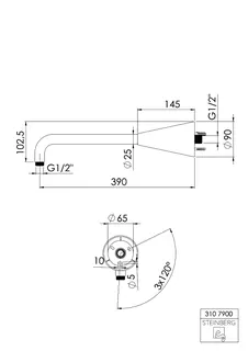 Steinberg Brausearm Wandmontage 310 7900, chrom – Bild 2