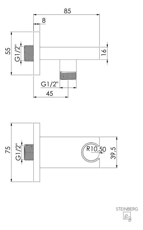 Steinberg Wandhalter 135 1667 BN, brushed nickel