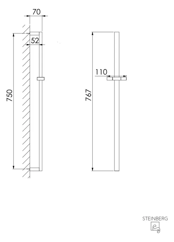 Steinberg Brausestange 750mm zu 135 1600 135 1623 BN, brushed nickel