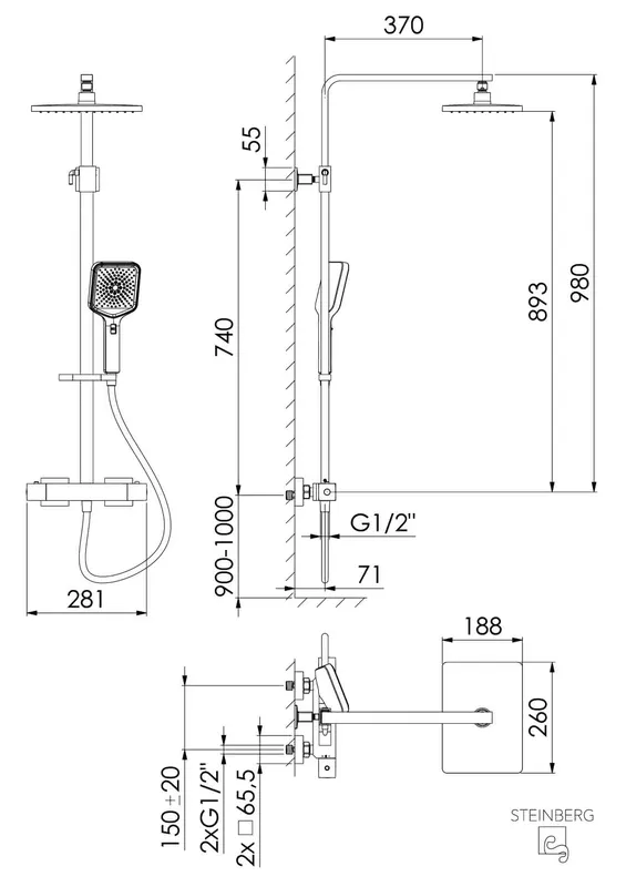 Steinberg Duschsystem 342 2721 S, schwarz