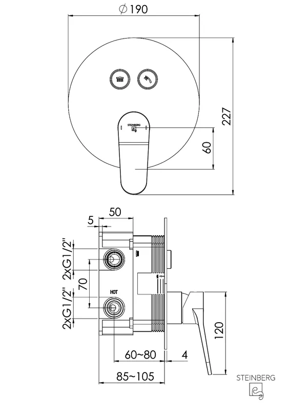 Steinberg Unterputz-Einhebelmischer 340 2221 3, chrom