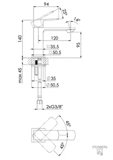 Steinberg Waschtisch-Einhebelmischer 342 1010, chrom – Bild 2